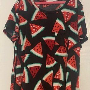 LuLaRoe Scarlett Americana Collection Black w/Watermelon Slices Size 12